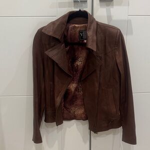 Authentic leather brown jacket, purchased in Florence.